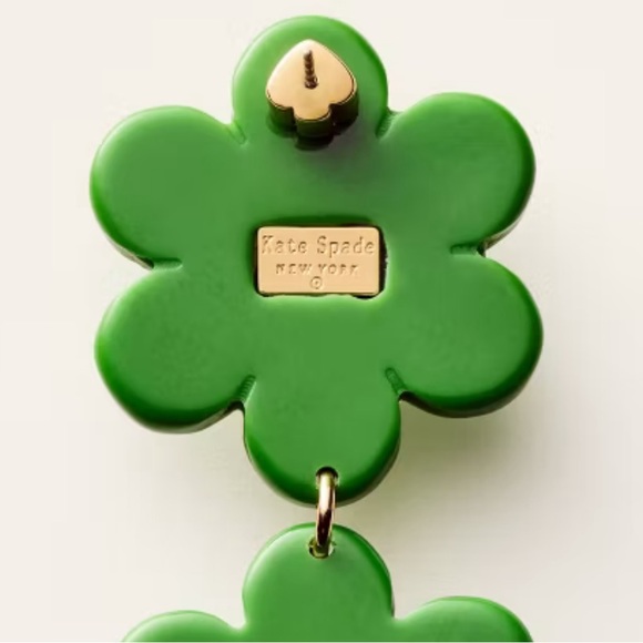 NIB Kate Spade x Target Green Flower Drop Earrings - Picture 3 of 5
